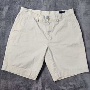Polo Ralph Lauren Mens 34 Beige Classic Fit 9" Cotton Chino FF Shorts Preppy